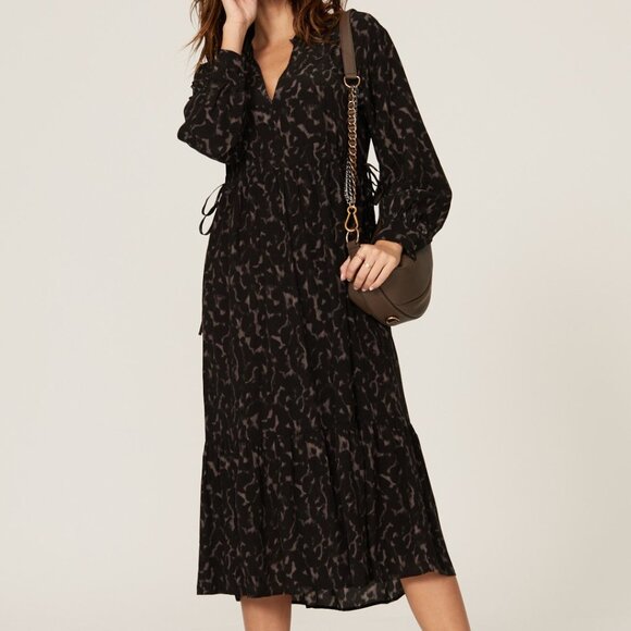 Rails Maple Long Sleeve Cheetah Dress - Picture 1 of 9